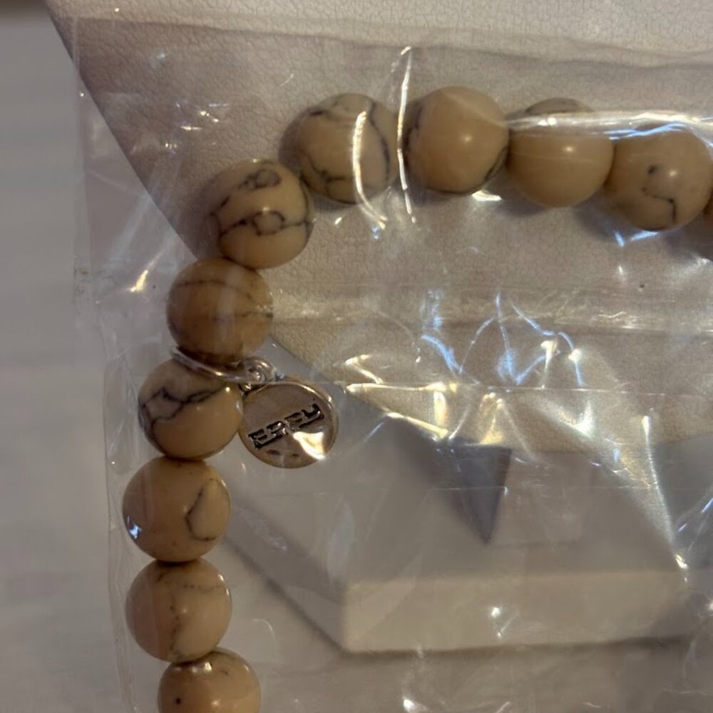 Effy Beige Color Stretch Bracelet and Blue Color Necklace on Silver Chain (18") - Picture 8 of 11